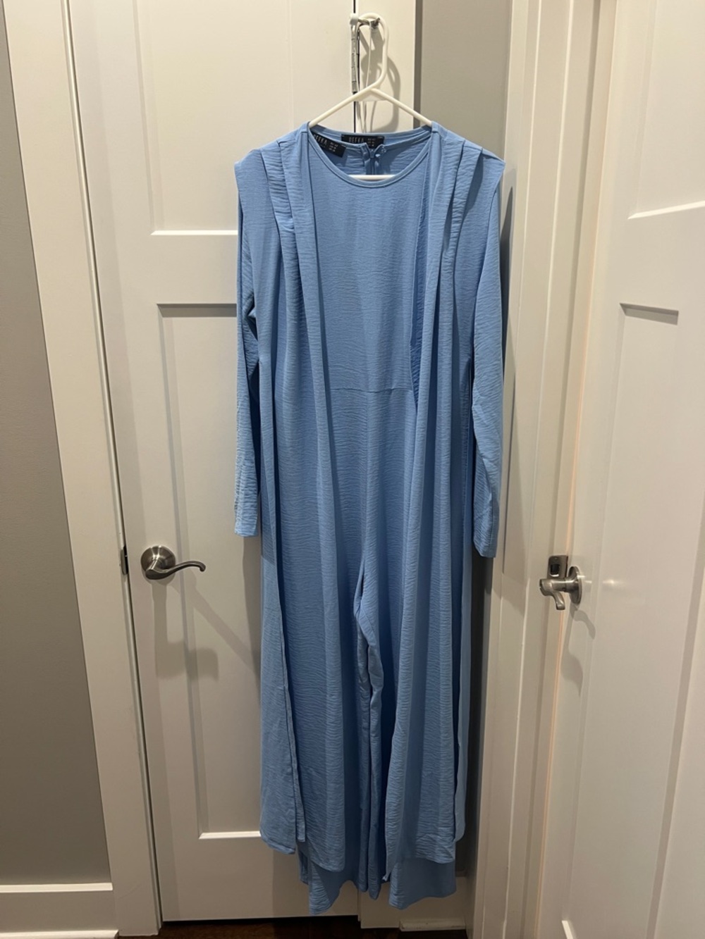 Refka Light Blue Abaya Jumpsuit with Cardigan - Picture 6 of 6